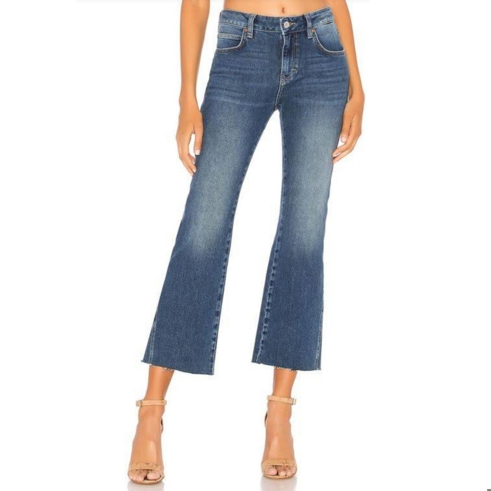Free People Blue "Rita" Crop Flare Jean